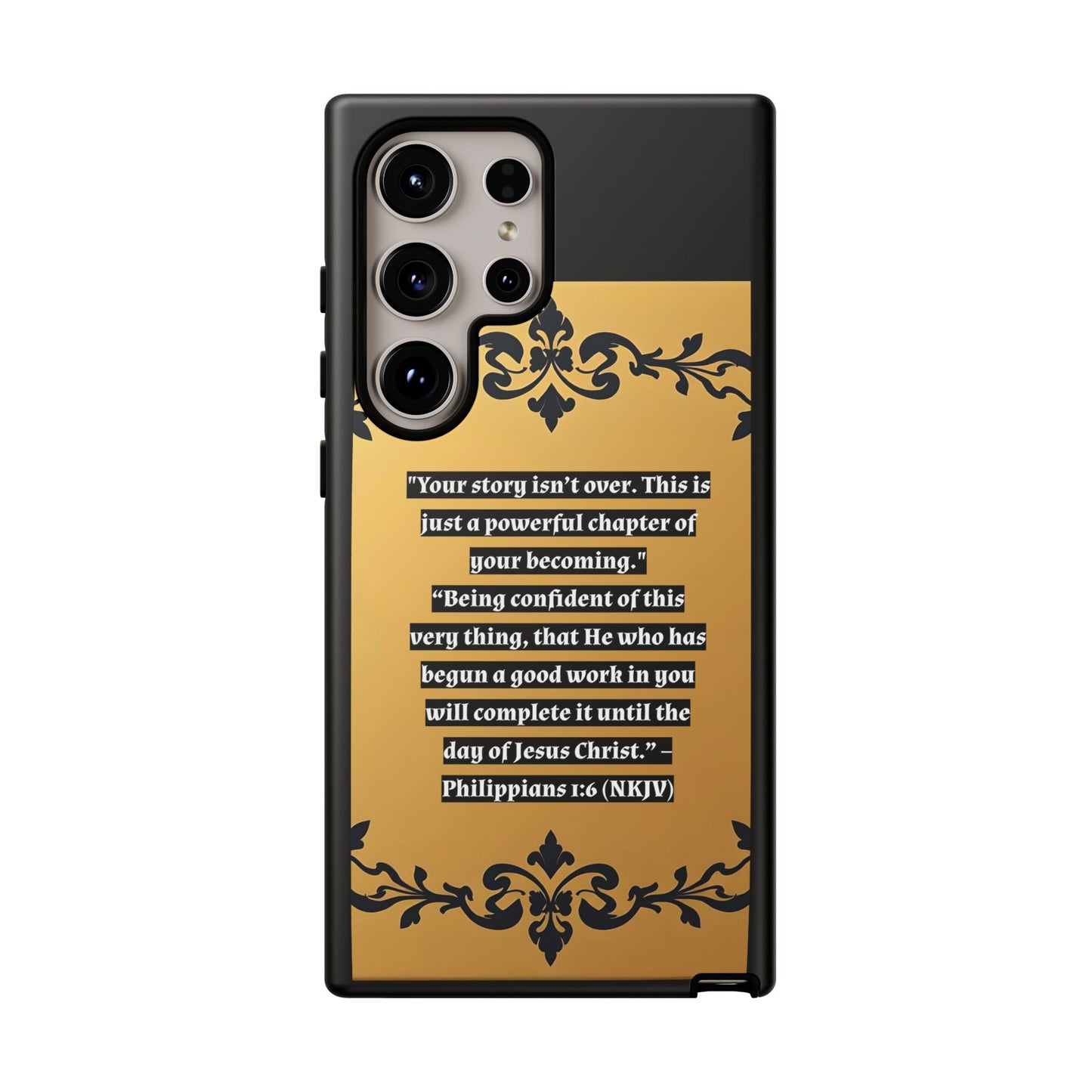 Elegant Floral Motif Phone Case - Tough Cases with Vintage Design - "Your story isn't over"