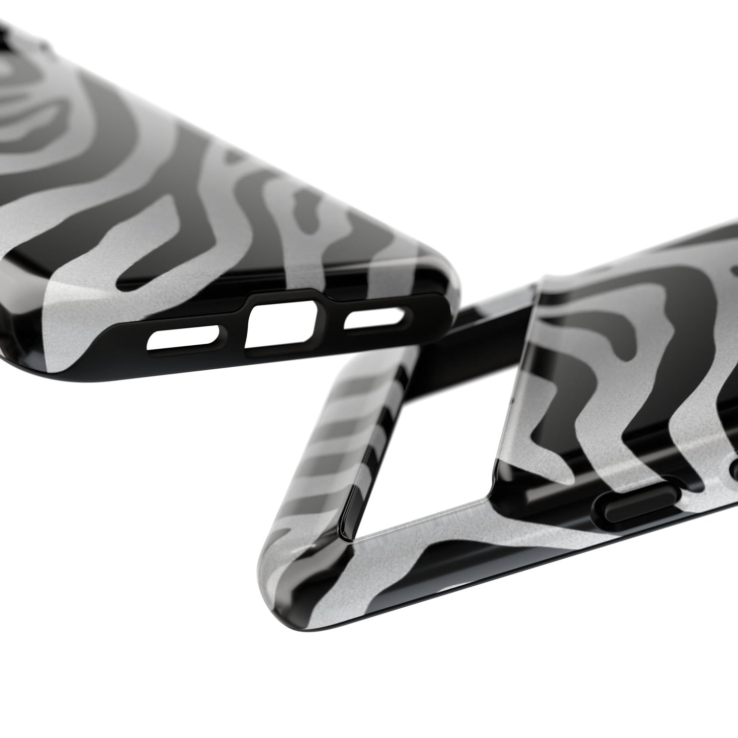 Zebra Print Tough Phone Case - Silver