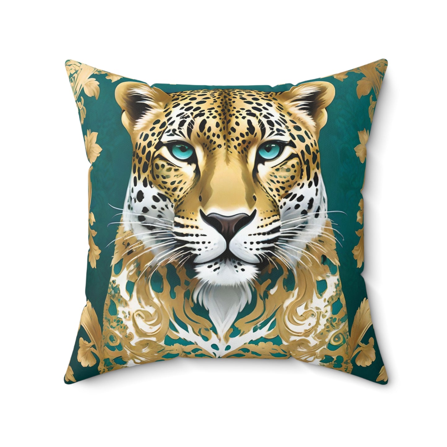 Majestic Leopard Decorative Pillow - Luxurious Spun Polyester Cushion for Home Decor - Gold Leopard