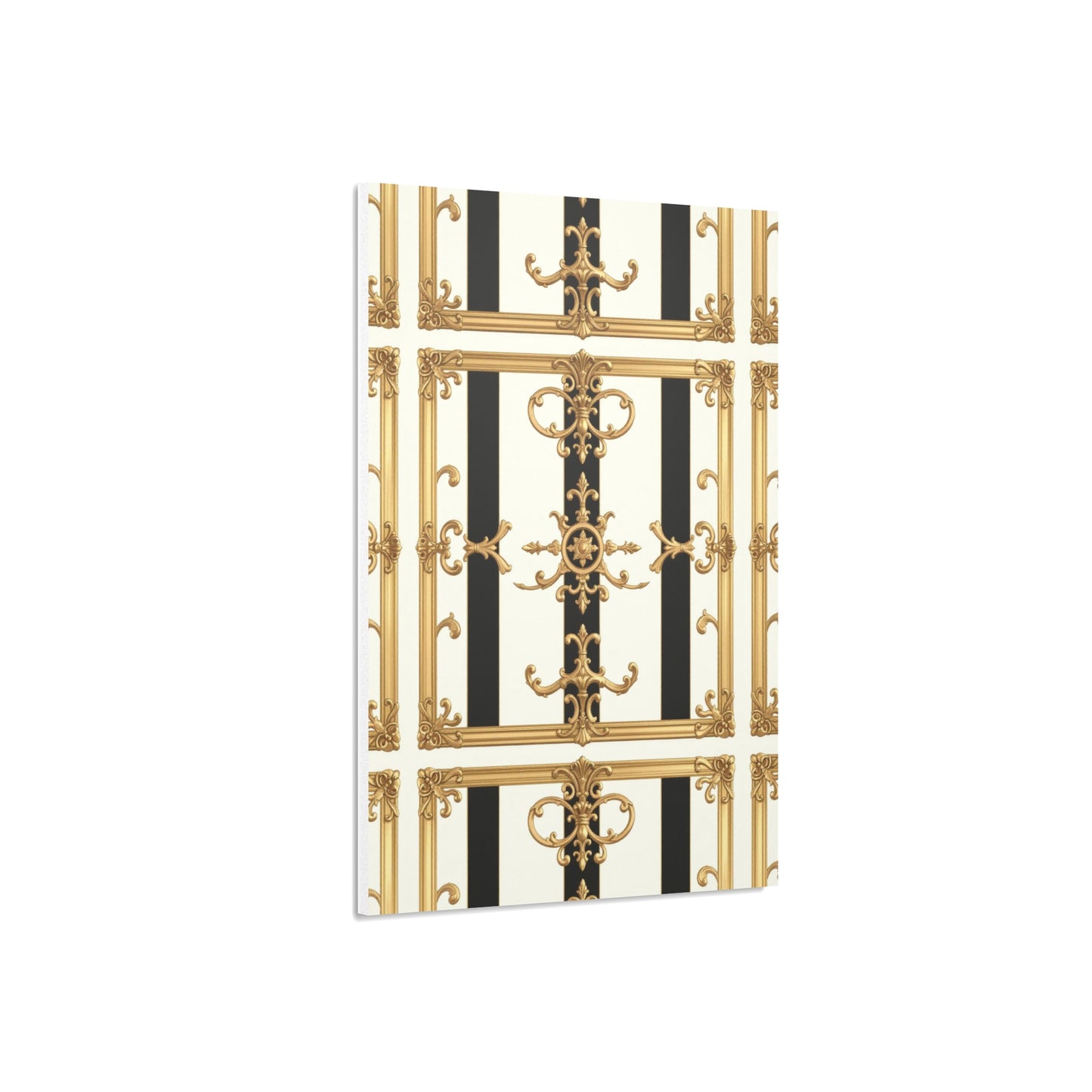 Elegant Foam Board Wall Art, Decorative Display, Home Decor, Office Decor, Visual Boards, Art Displays - Black & White Striped Gold Baroque