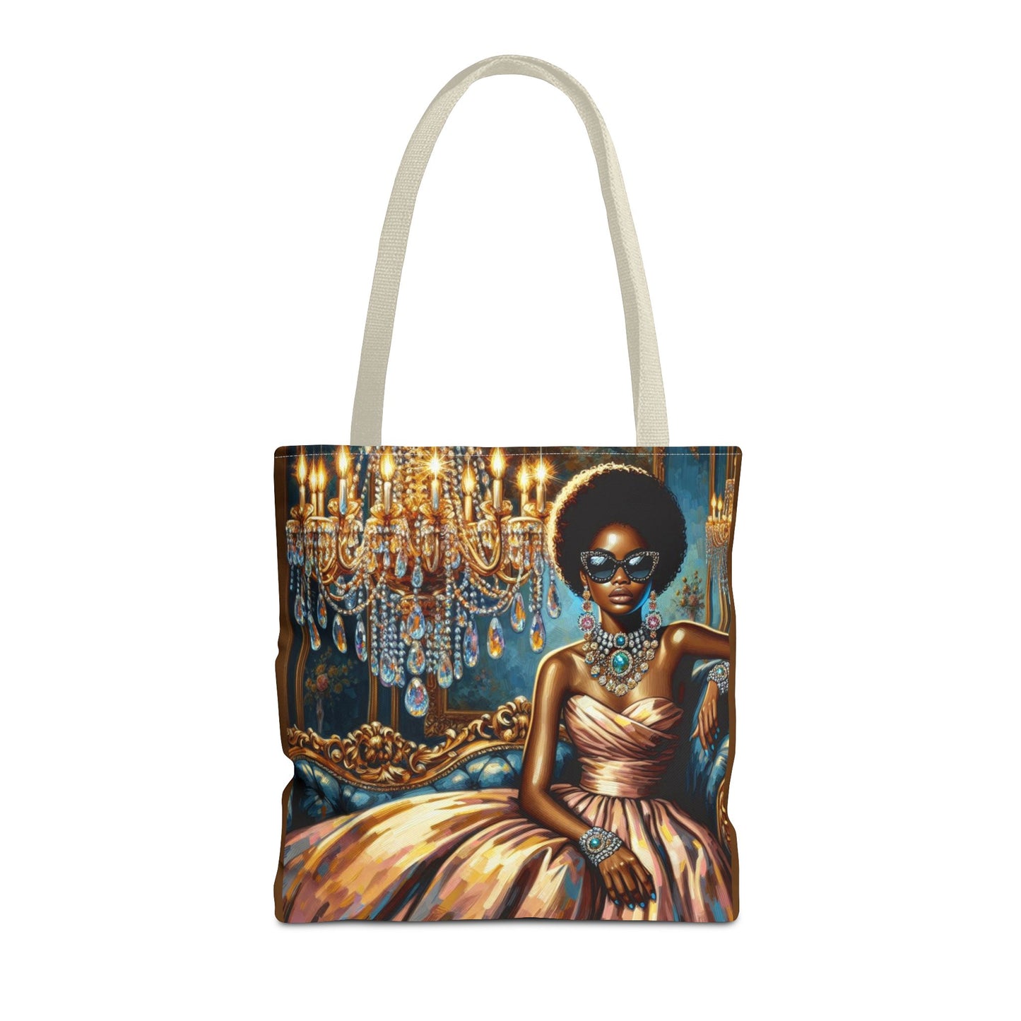 Elegant Fashion Tote Bag, Chic Handbag for Women, Stylish Shopping Bag, Glamorous Gift for Her, Art Tote - Elegant Lady & Chandelier