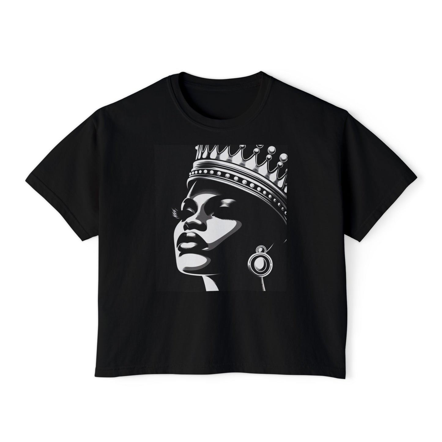 Empowering Women's Boxy Tee - Crowned Beauty Graphic Shirt, Fashionable Streetwear, Gift for Her, Casual Style, Birthday Gift