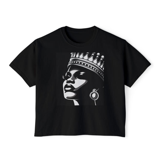 Empowering Women's Boxy Tee - Crowned Beauty Graphic Shirt, Fashionable Streetwear, Gift for Her, Casual Style, Birthday Gift