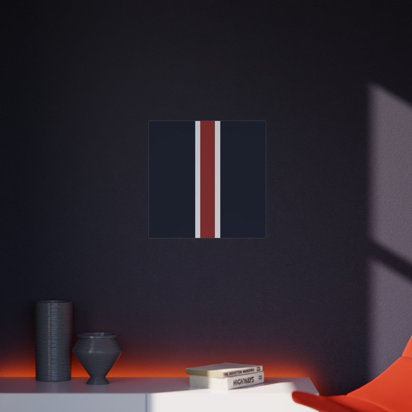 Lunar Midnight & Red-White Striped Stylish Foam Board Decor, Modern Wall Art, Home Office Decoration, Customizable Display Board