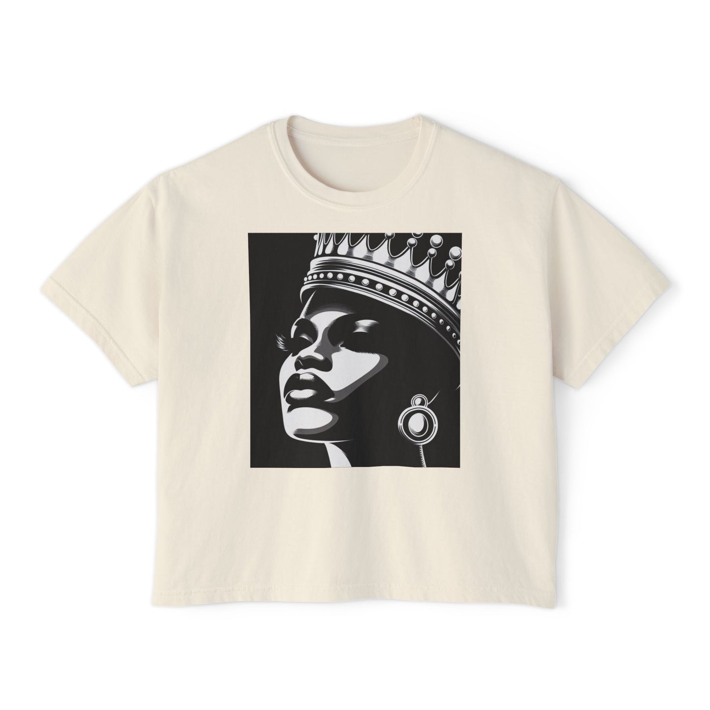 Empowering Women's Boxy Tee - Crowned Beauty Graphic Shirt, Fashionable Streetwear, Gift for Her, Casual Style, Birthday Gift