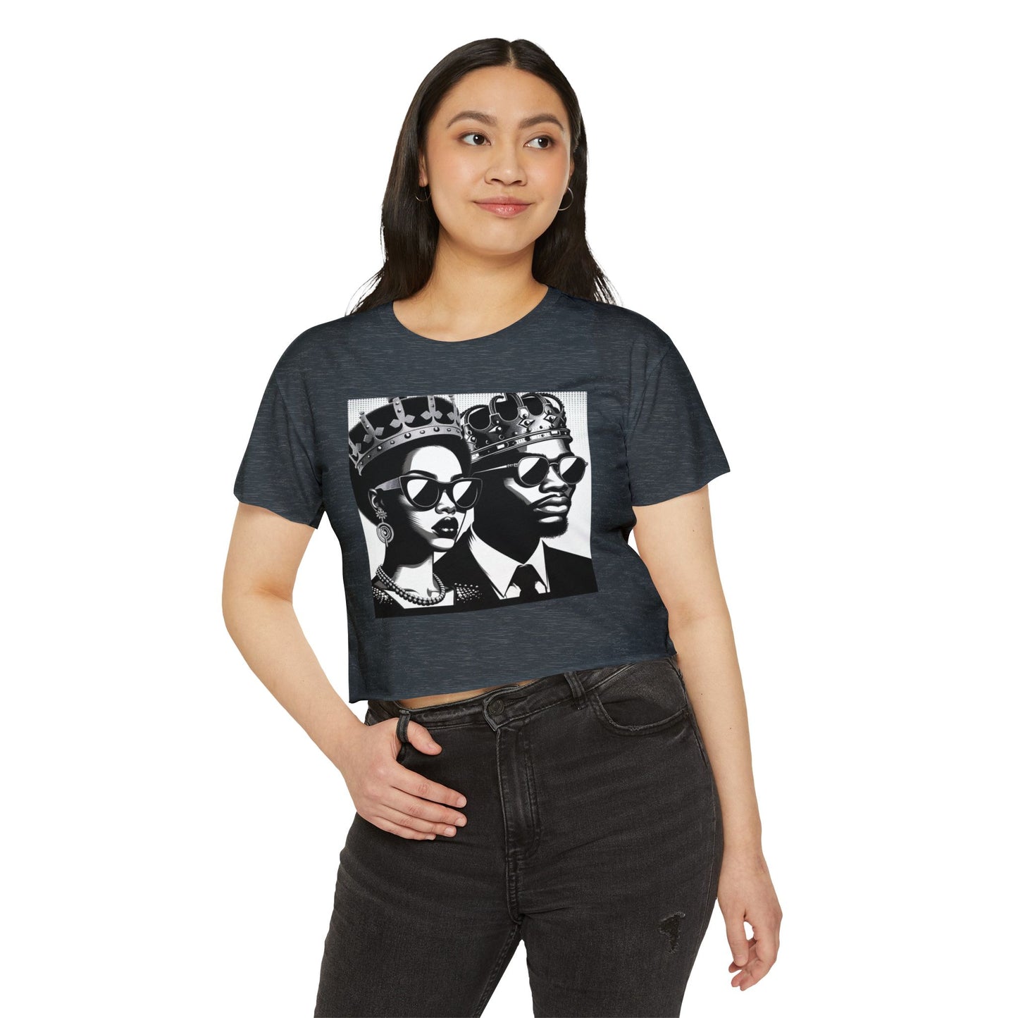 Crowned Kings Festival Crop Top | Stylish Women's Summer Tee, Music Festival Shirt, Streetwear, Boho Chic, Unique Graphic Top