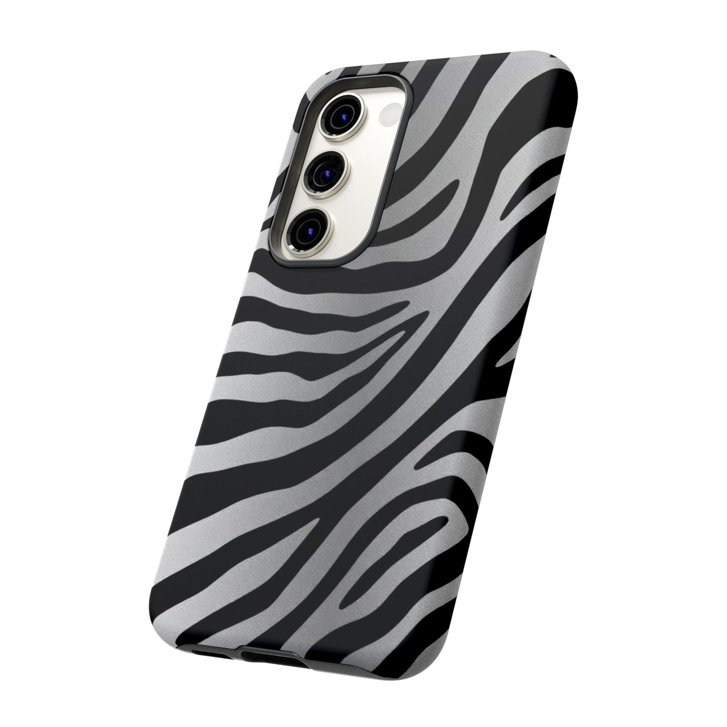 Zebra Print Tough Phone Case - Silver