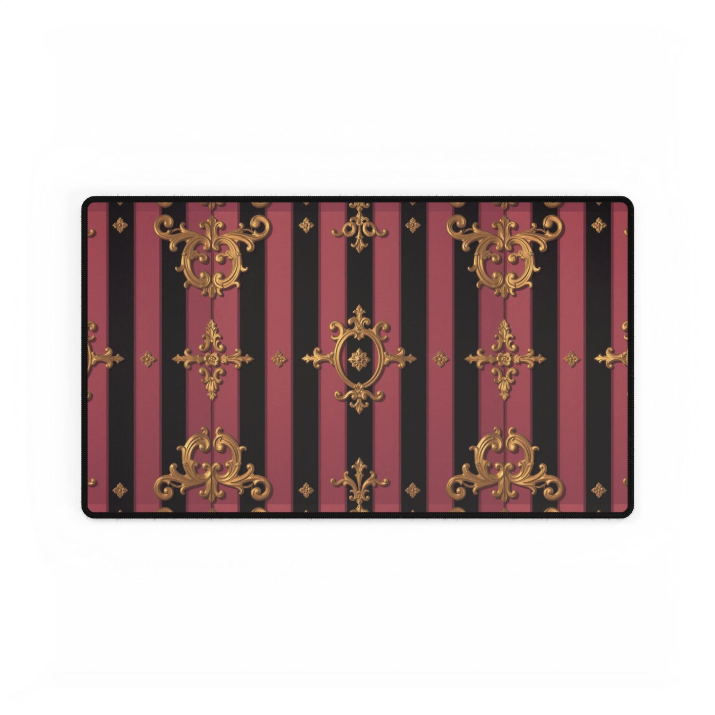 Elegant Black & Mauve Striped Gold Baroque Desk Mat - Stylish Workspace Decor, Office Organizer, Desk Accessory, Gift for Her