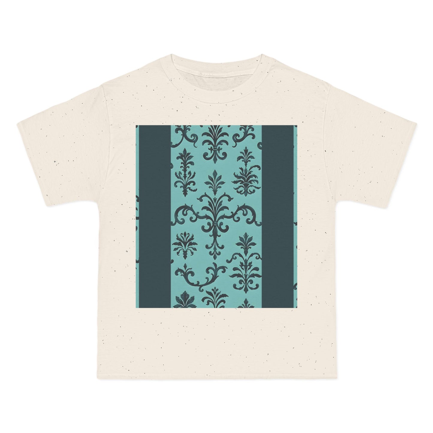 Elegant Floral T-Shirt - Vintage Design, Casual Wear, Gift for Her, Summer Fashion, Stylish Tee - Teal Striped Rococo