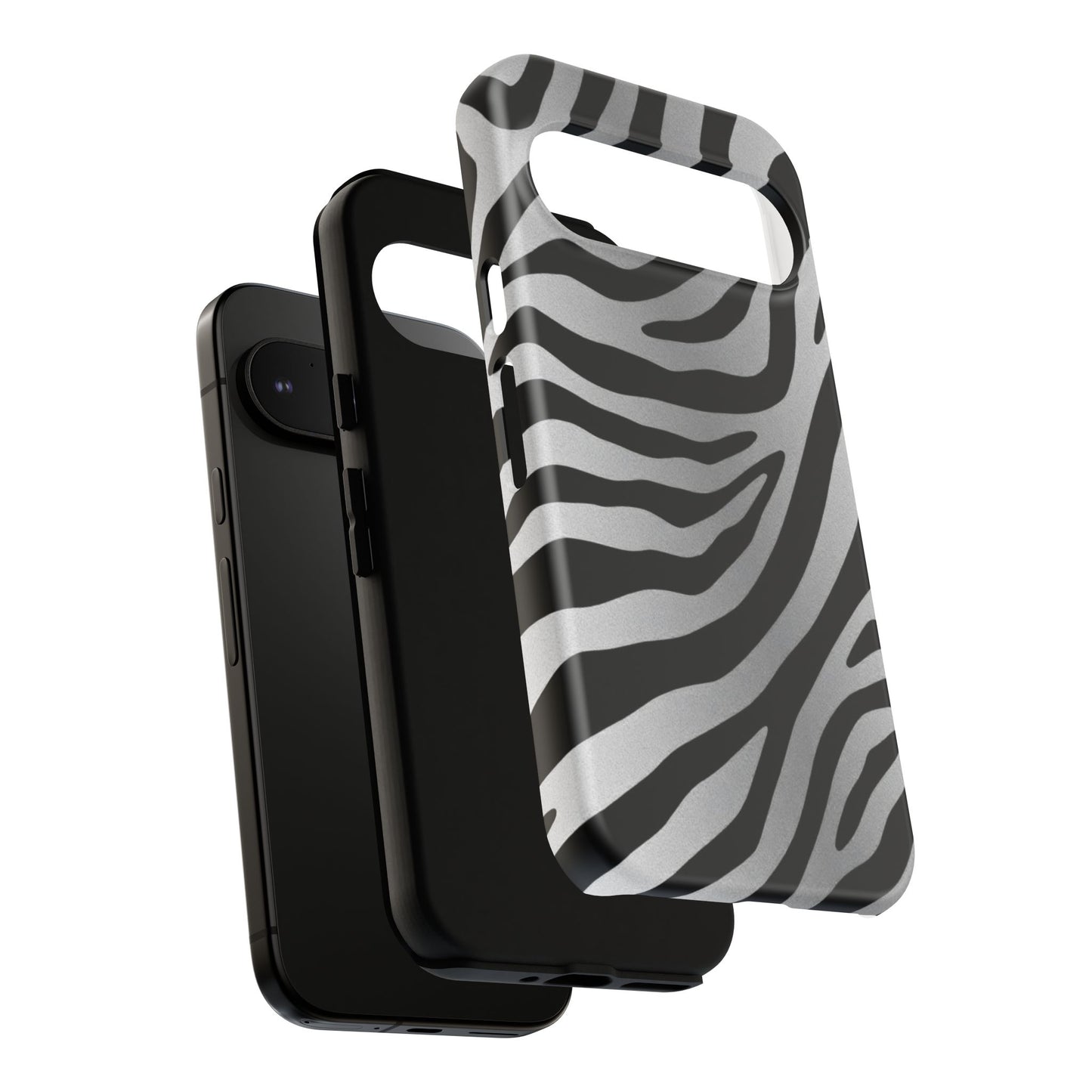 Zebra Print Tough Phone Case - Silver