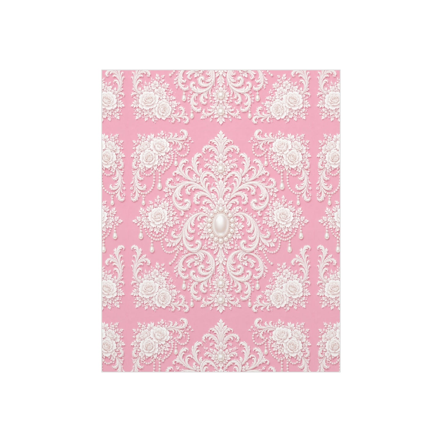 Pink Rococo Pearl Foam Board Wall Art — Elegant Vintage Floral Accent