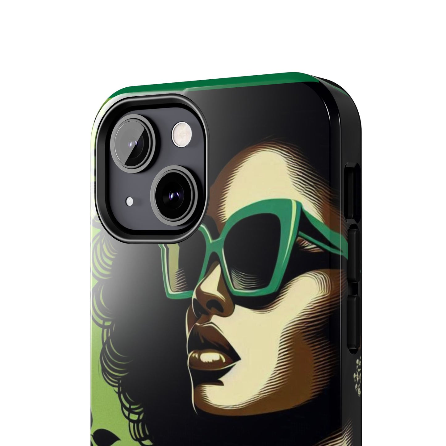 Chic Tough Phone Case | Artistic Green & Black Design | Phone Protection, Gift for Her, Stylish Accessory, Trendy Tech - Lady in Green