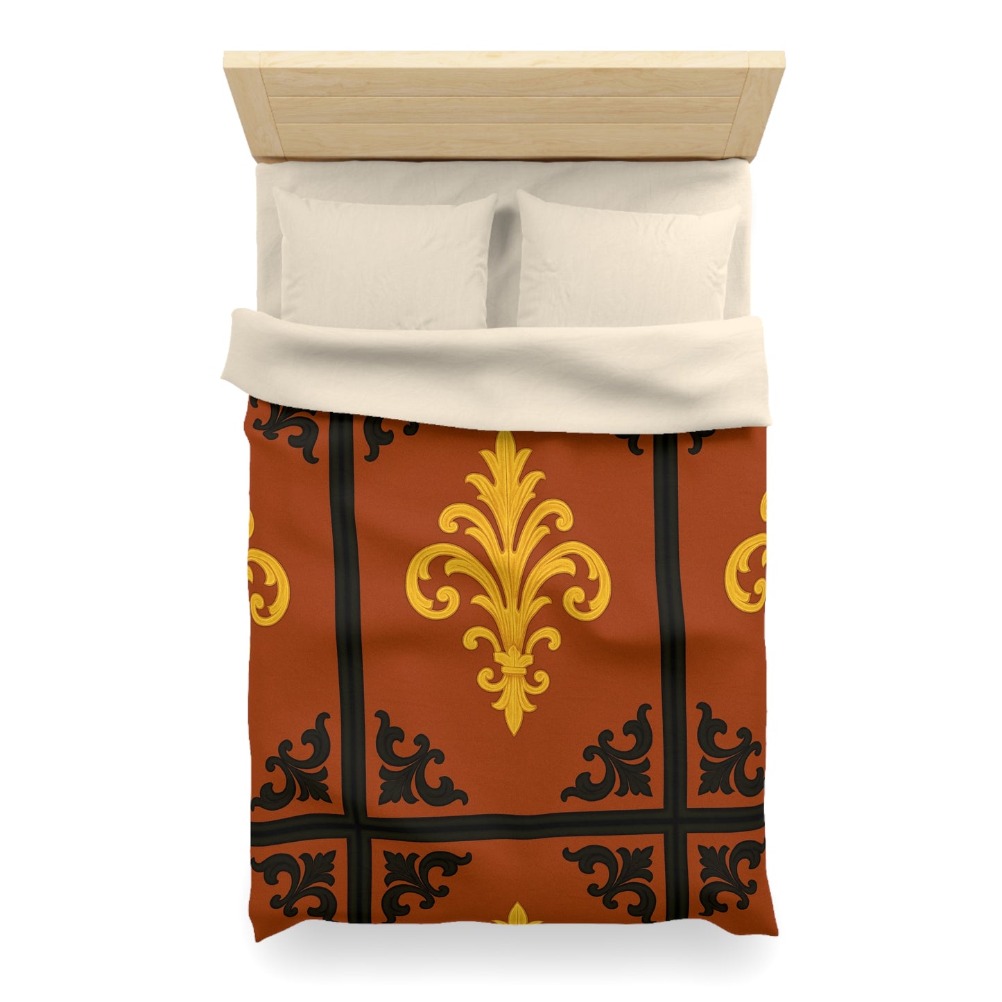 Dusk Terracotta Baroque Duvet Cover — Dusk Terracotta & Gold Tile Pattern
