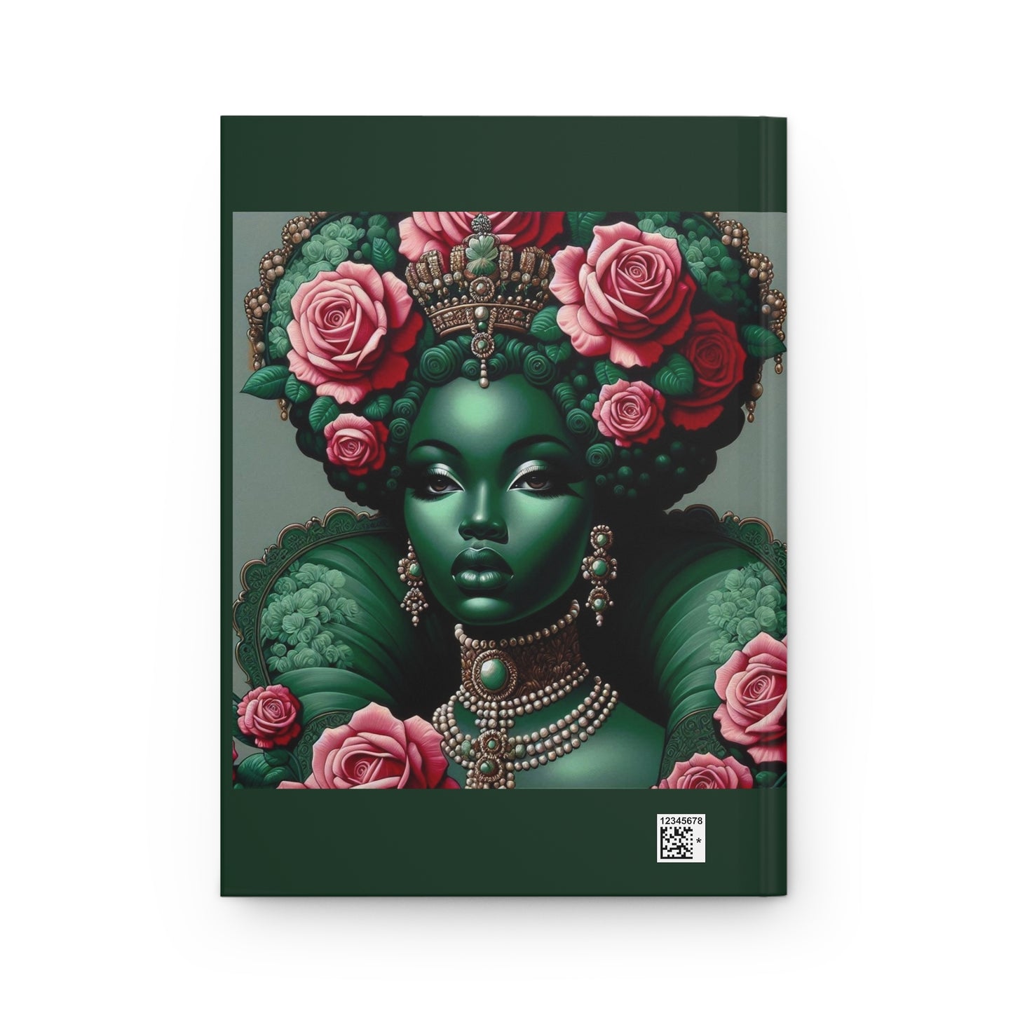 Elegant Floral Hardcover Journal - Stylish Writing Notebook - Green Lady With Roses Design