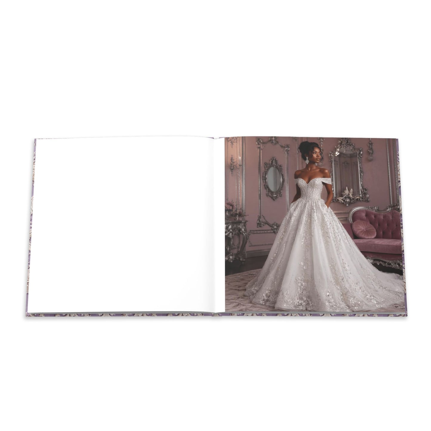 High Fashion Photos Featuring Ball Gowns - Lavender Rococo Hardcover Photo Book — Elegant Vintage-Style Keepsake