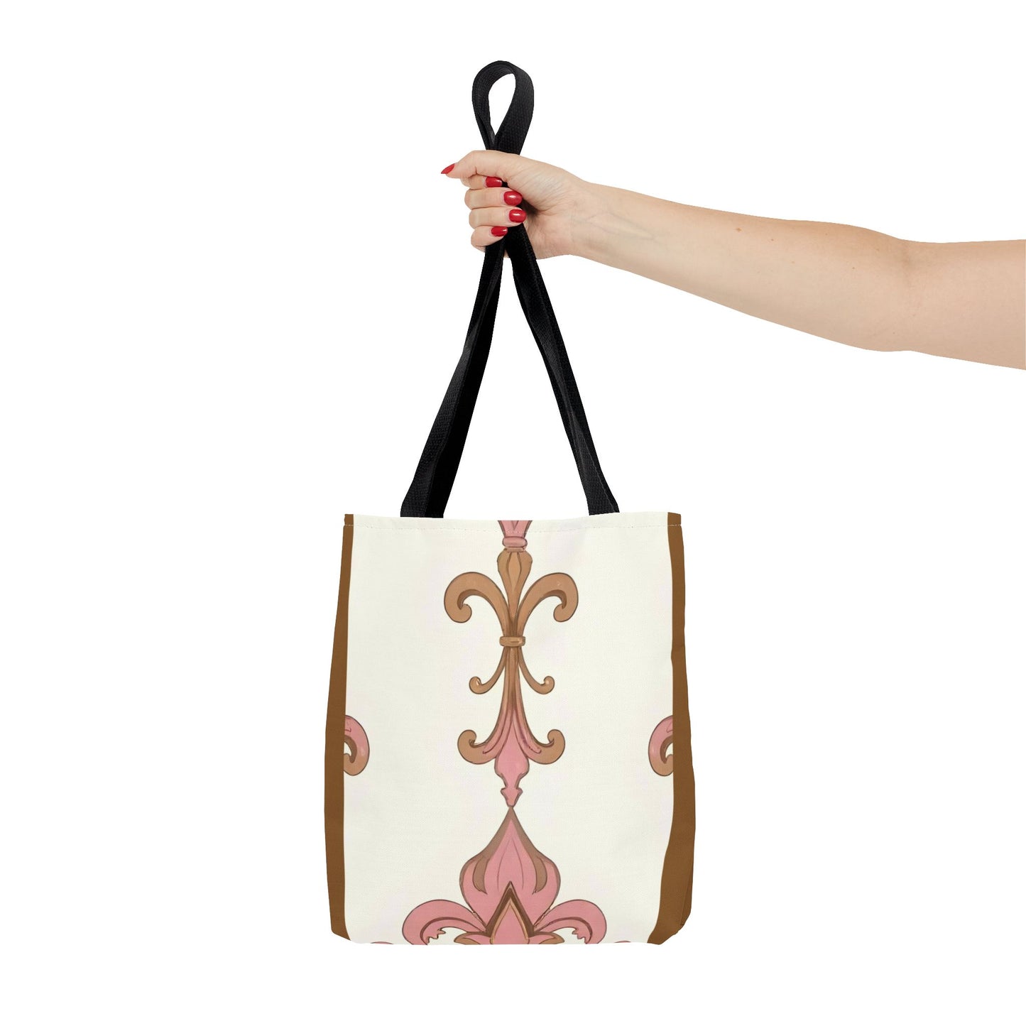 Elegant Floral Tote Bag - Perfect for Everyday Use, Shopping, Gifts, Summer Outings, and Special Occasions - Brown Striped Pink Arabesque