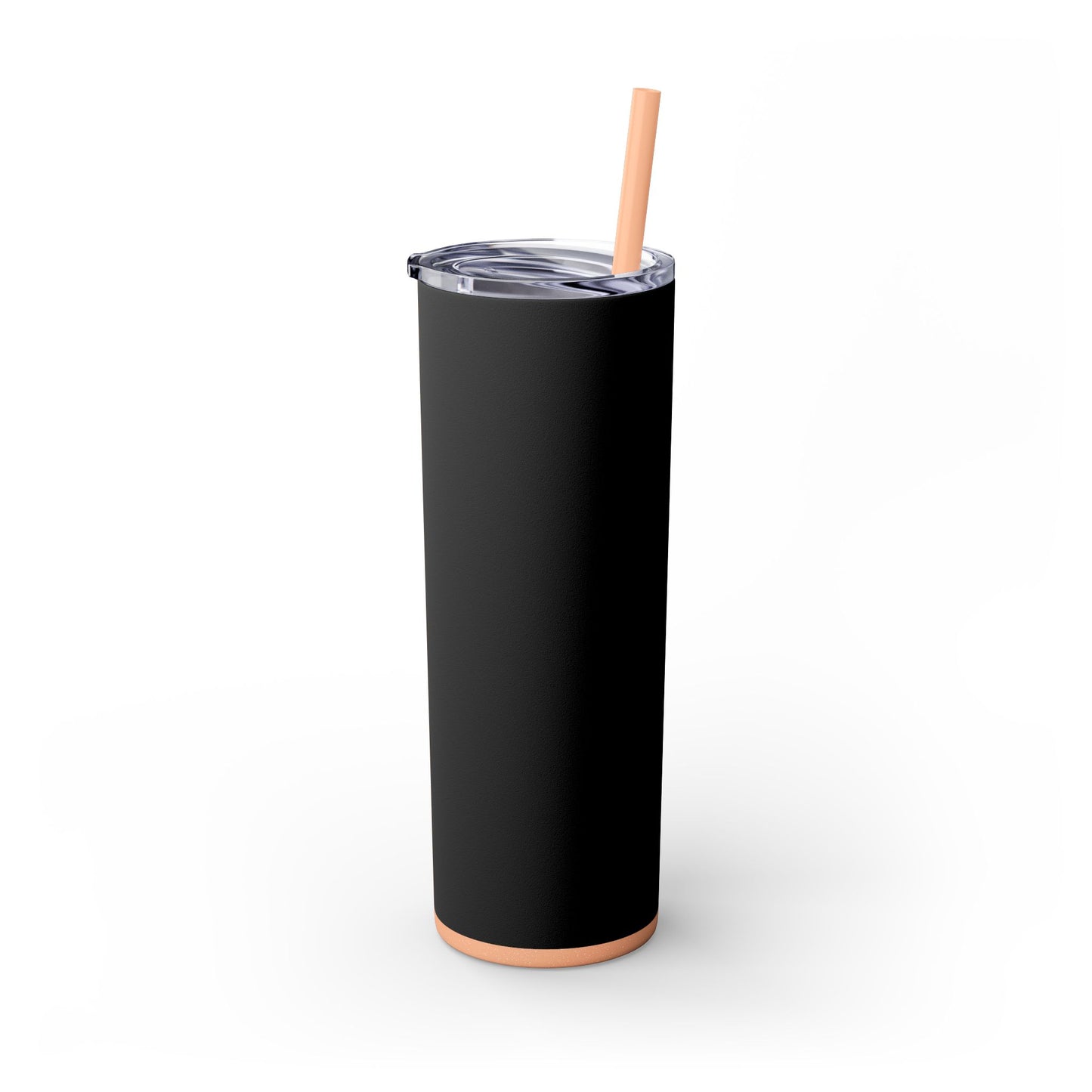 Stylish Black Skinny Tumbler with Straw, 20oz - Perfect for Coffee, Juice, and Smoothies, Ideal Gift for Any Occasion