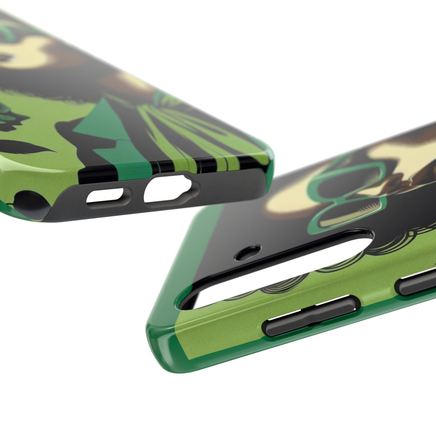 Chic Tough Phone Case | Artistic Green & Black Design | Phone Protection, Gift for Her, Stylish Accessory, Trendy Tech - Lady in Green