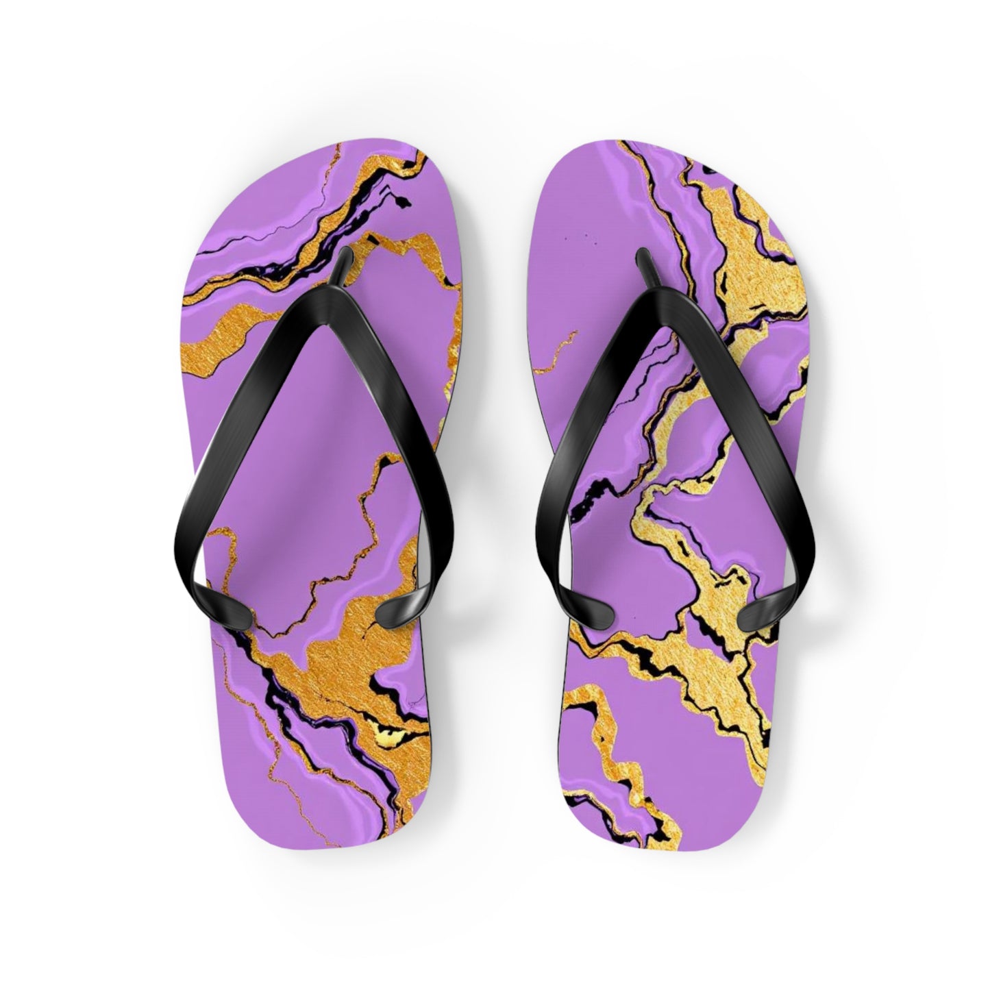 Vibrant Marble Lavender Print Flip Flops | Trendy Summer Sandals, Beach Footwear, Vacation Essential, Stylish Outdoor Slippers, Gift for Her