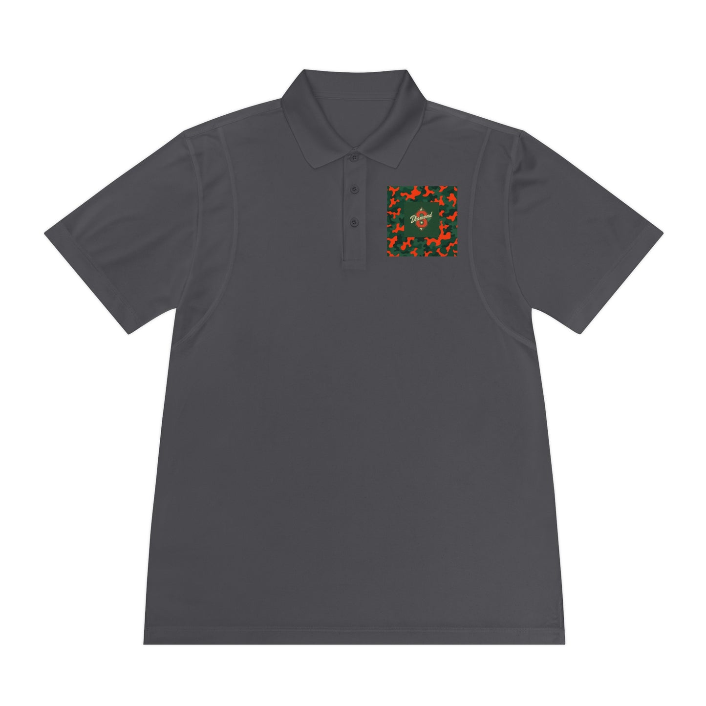 Men's Sport Polo Shirt, Casual Wear, Gym Shirt, Summer Outing, Gift for Dad, Outdoor Activities - Green & Orange Camo Diamond 8