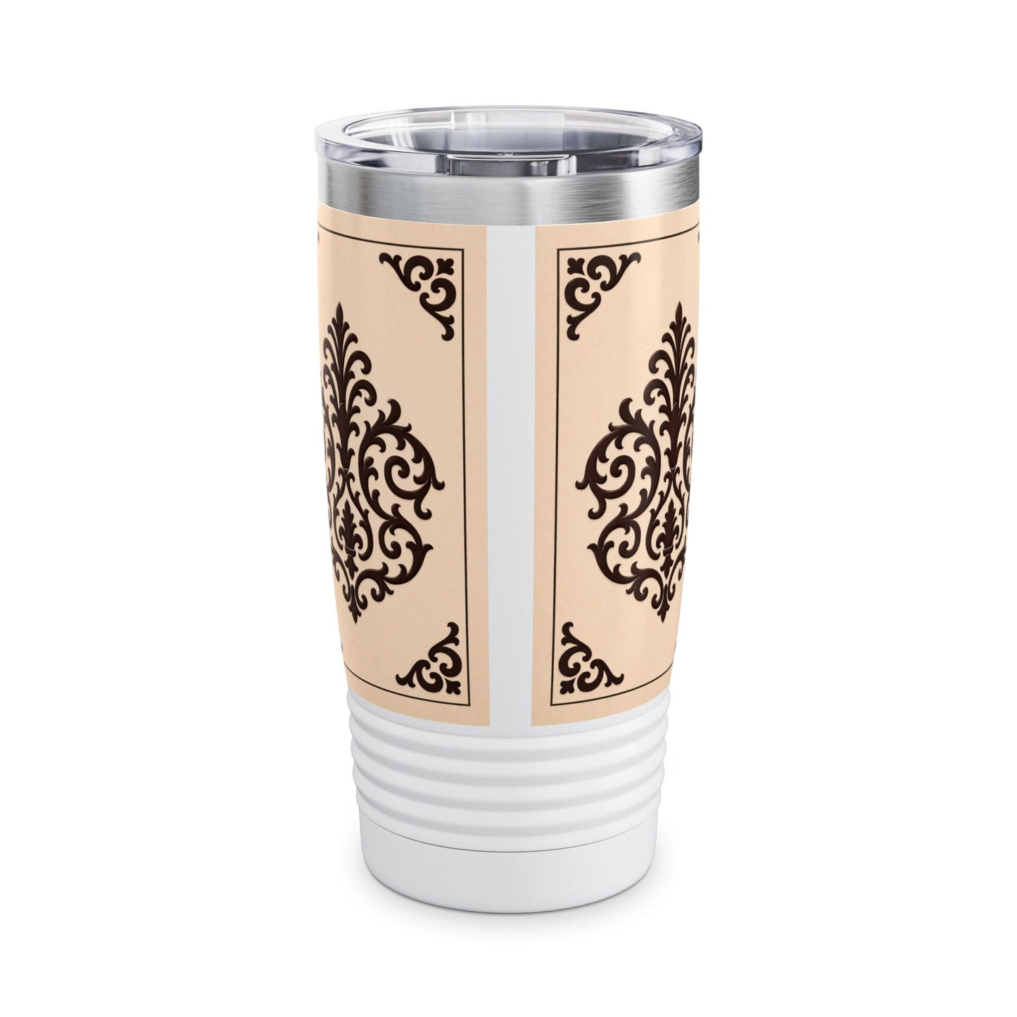 Almond-Beige & Brown Baroque 20oz Tumbler – Beige & Brown Insulated Travel Cup