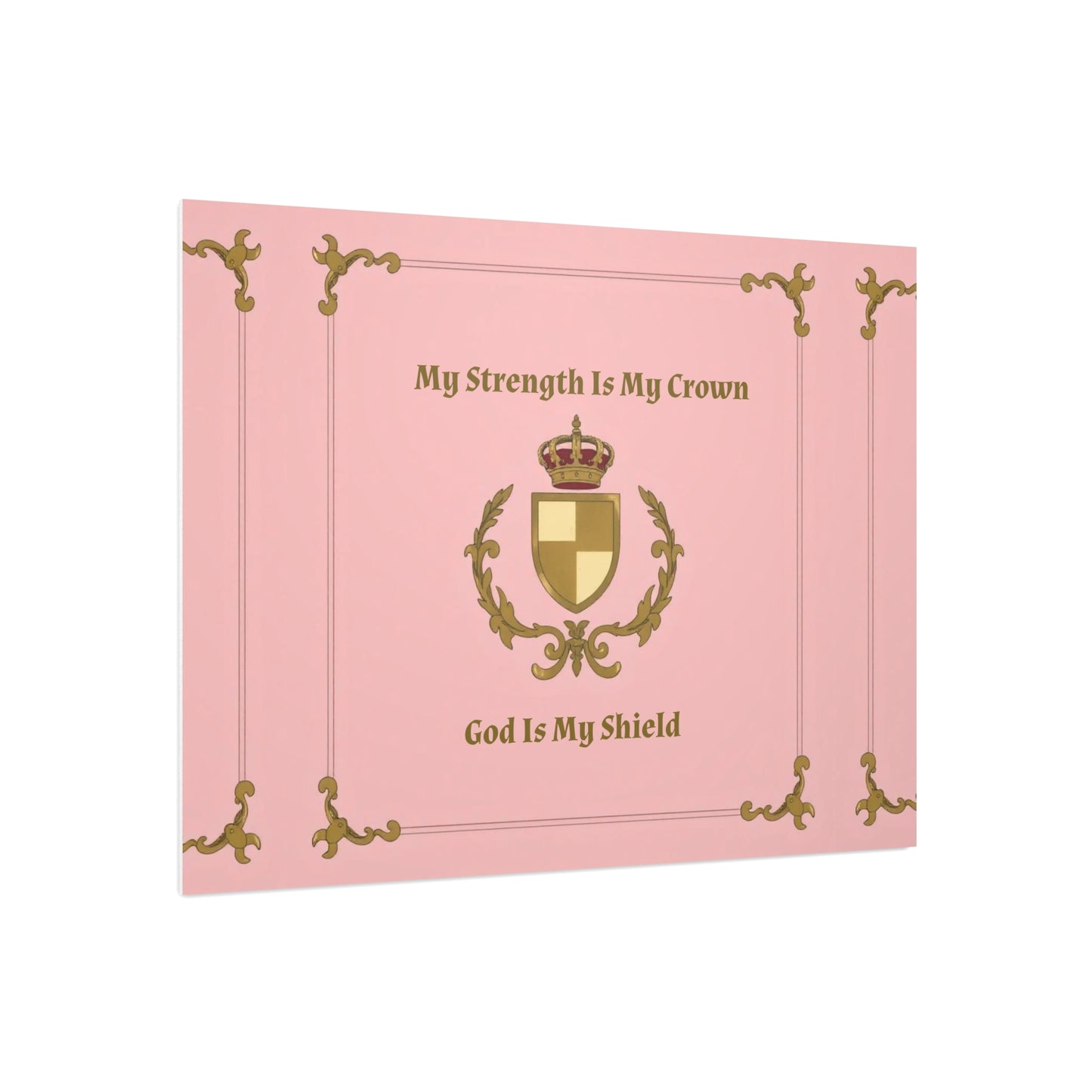Crest & Crown Spiritual Quote Wall Art, Motivational Decor, Foam Board Print, Home Accent, Gift for Friends, Pink Crown Design