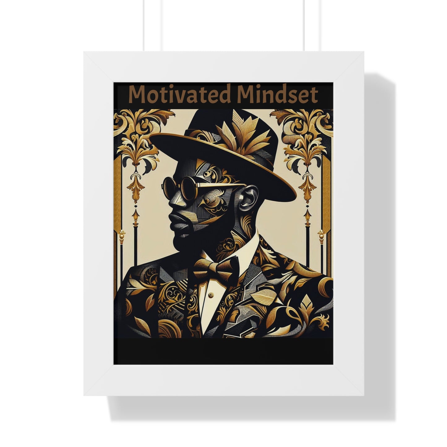 Motivated Mindset Framed Vertical Poster | Inspirational Wall Art, Office Decor, Motivational Gift, Home Decor, Black Art