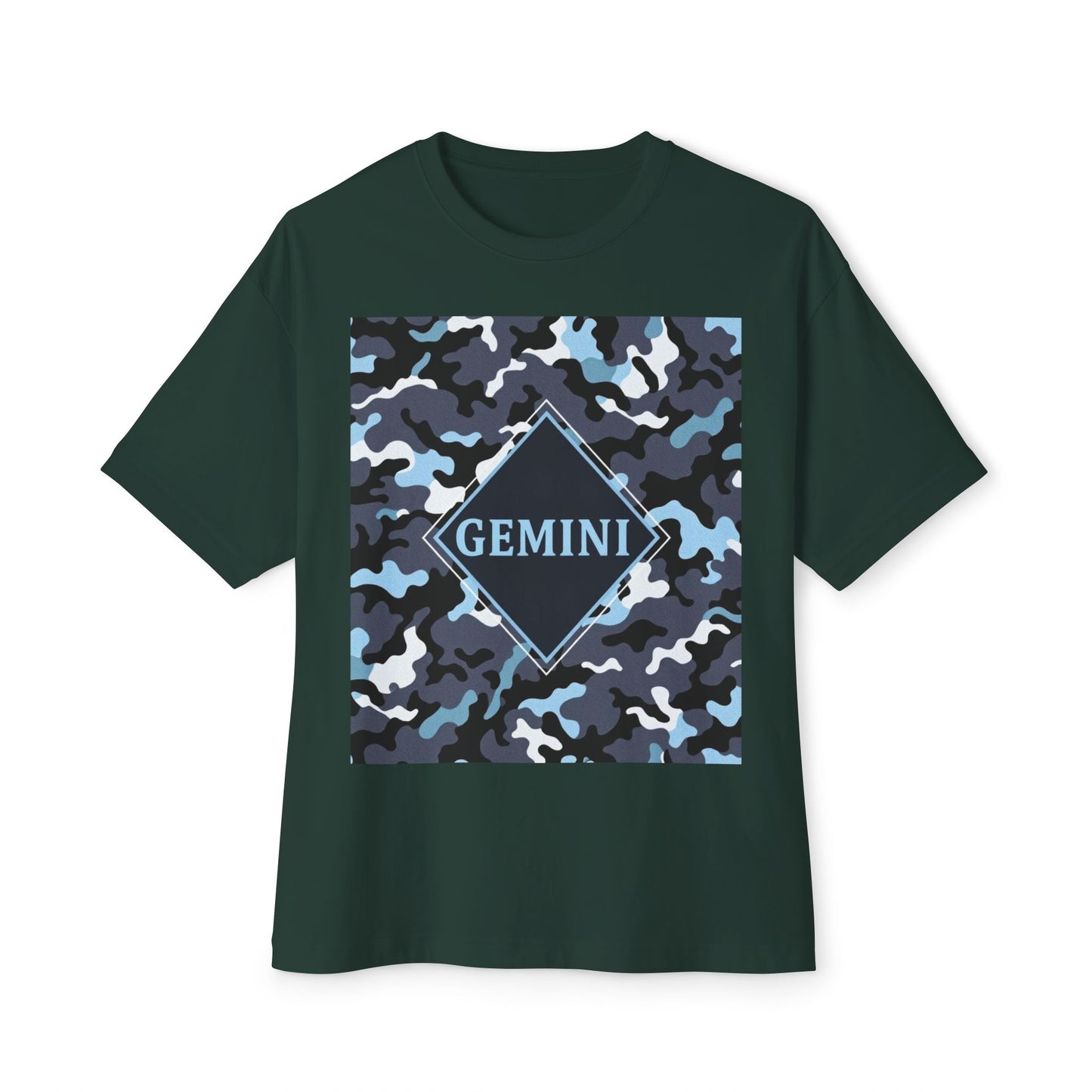Gemini Oversized Tee - Unisex, Boho Style, Casual Wear, Birthday Gift, Zodiac Apparel, Comfortable Tee - Black, Grey & Ice Blue