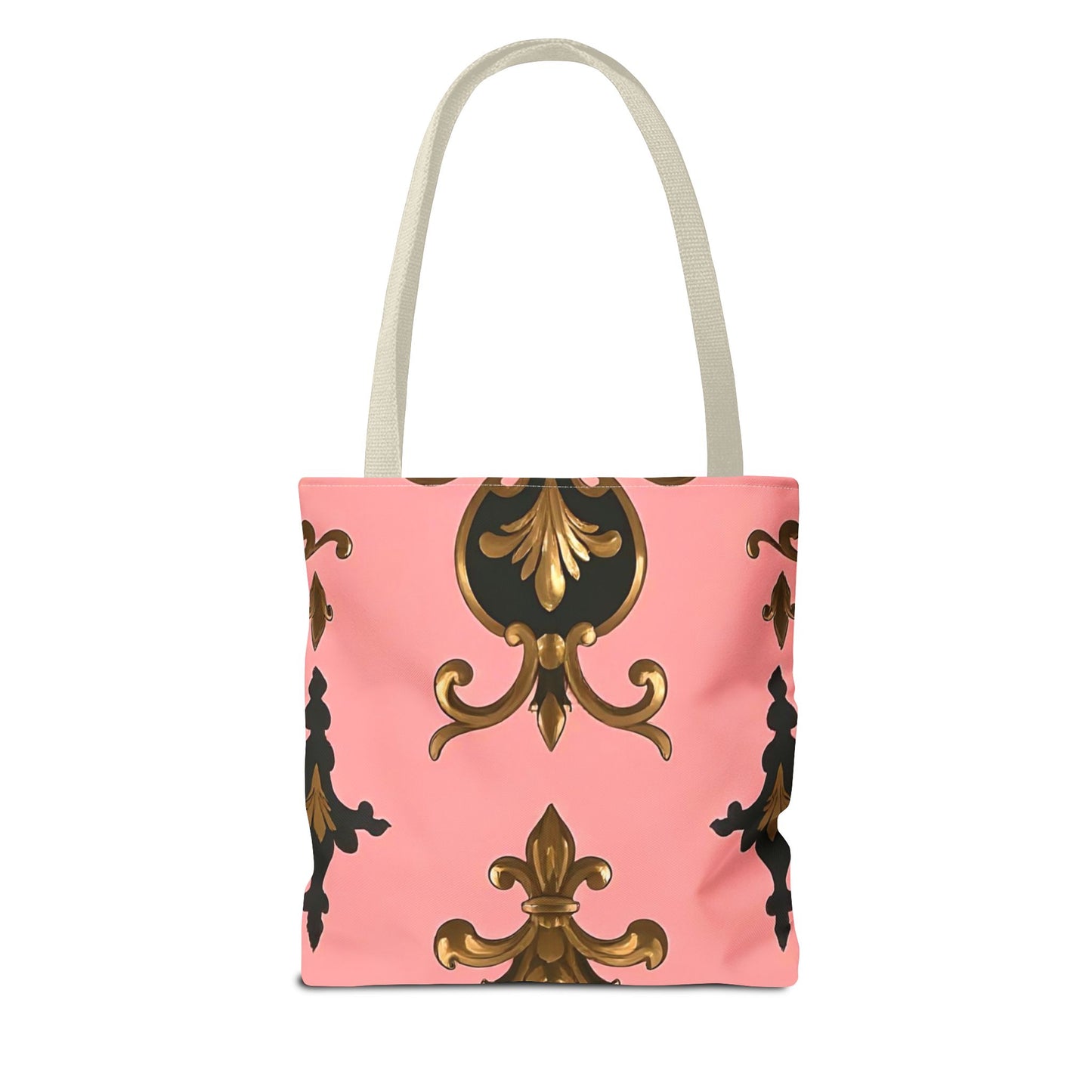 Elegant Patterned Tote Bag - Chic Carry-All for Everyday Use, Fashion Accessory - Pink, Black & Gold Rococo
