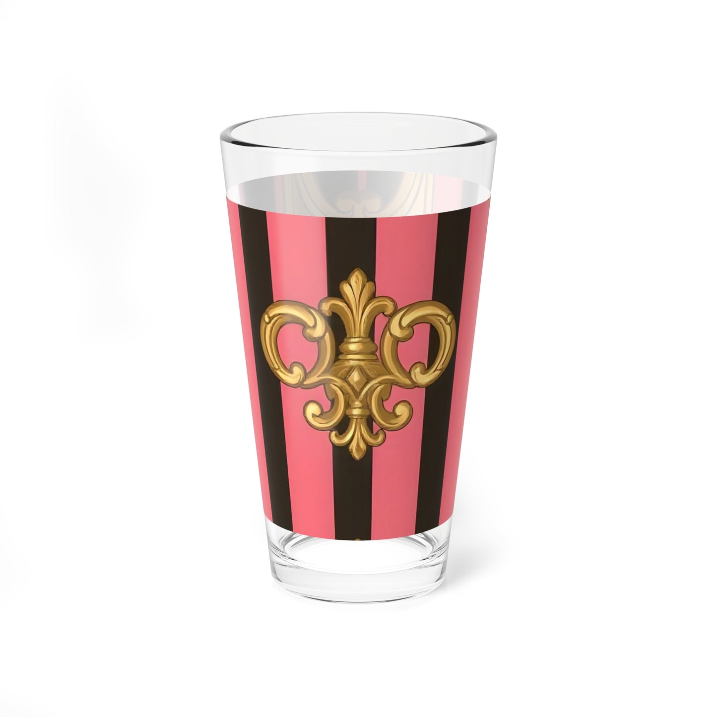 Chic Mixing Glass, Pink Striped Cocktail Glass, Elegant Drinkware, Perfect for Parties - Pink & Black Striped Gold Baroque