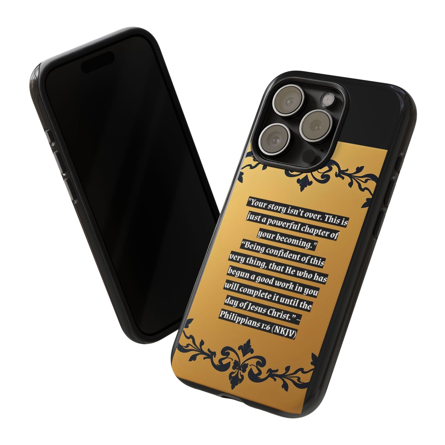 Elegant Floral Motif Phone Case - Tough Cases with Vintage Design - "Your story isn't over"