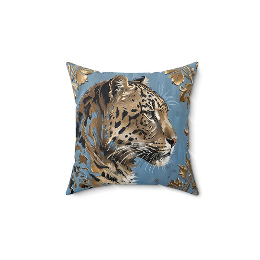 Elegant Leopard Faux Suede Pillow for Stylish Home Decor - Powder Blue