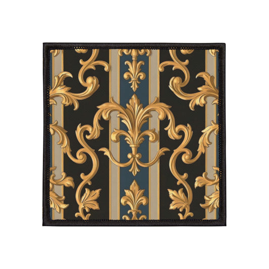 Vintage-Inspired Iron-On Patches for Jackets, Bags, and Decor - Stylish DIY Embellishments, Fashion Accessories - Blue & Black Striped Rococo