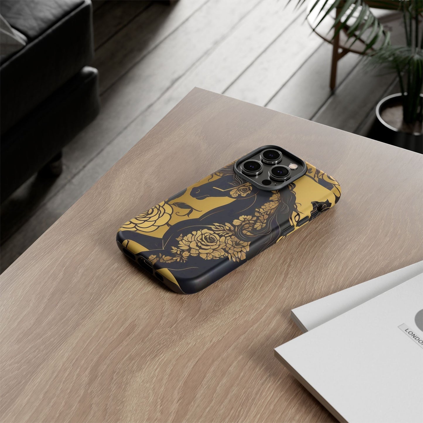 Phone Case - Elegant Horse & Roses Design