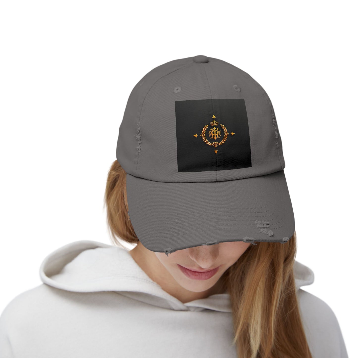 Stylish Distressed Cap with Unique Design | Casual Headwear, Everyday Accessory, Trendy Gift, Outdoor Lifestyle - Gold Crest