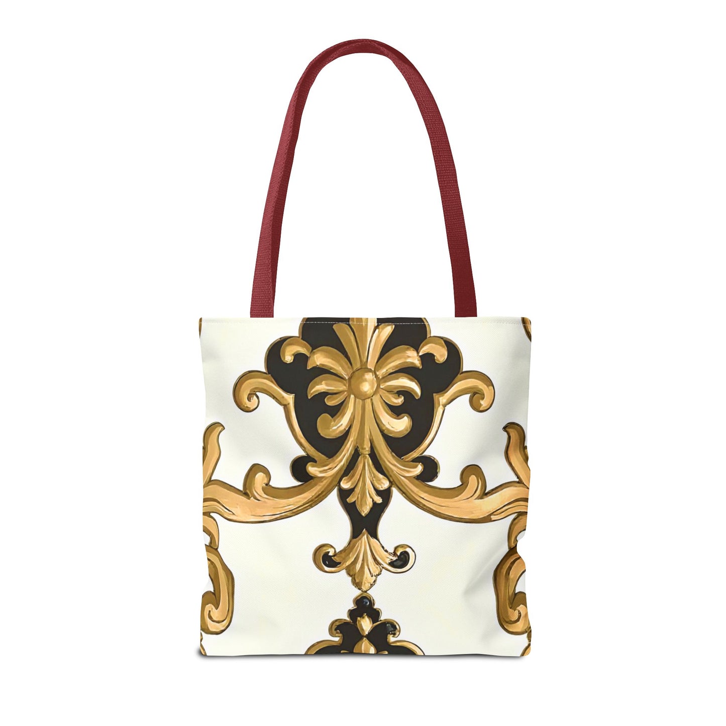 Elegant Floral Tote Bag | Stylish Reusable Bag for Everyday Use, Gift for Her, Shopping, Beach, Travel, Eco-Friendly - Black & Gold Rococo