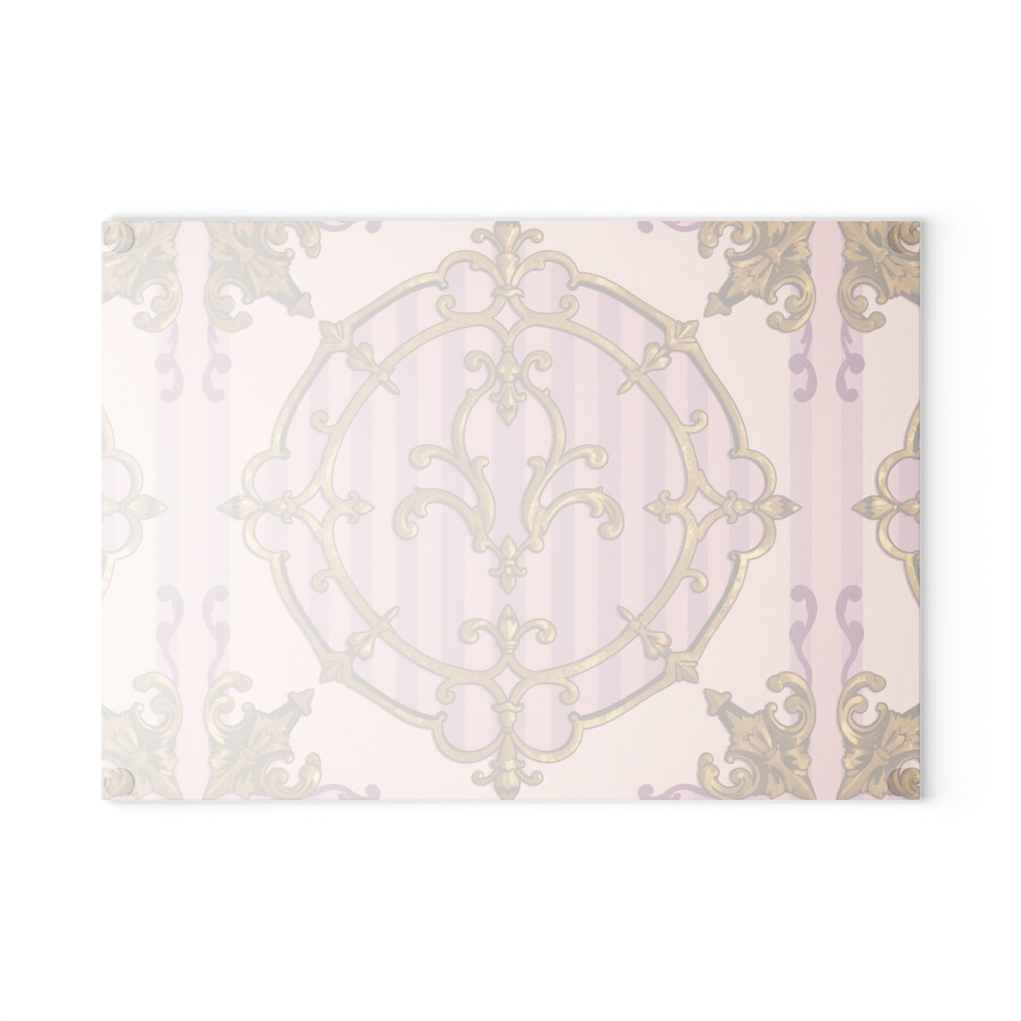 Lavender & Alabaster Striped Gold Baroque Design Glass Cutting Board, Elegant Kitchen Decor, Unique Gift for Home, Birthday, Wedding, Housewarming