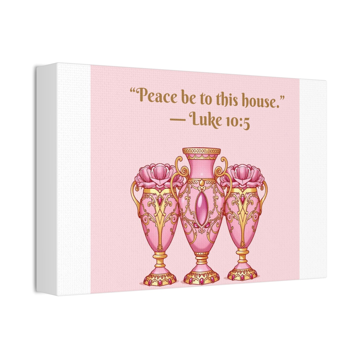Decorative Canvas Wall Art - "Peace Be to This House" Vases, Home Decor, Inspirational Wall Art, Gift for Housewarming - 10:5