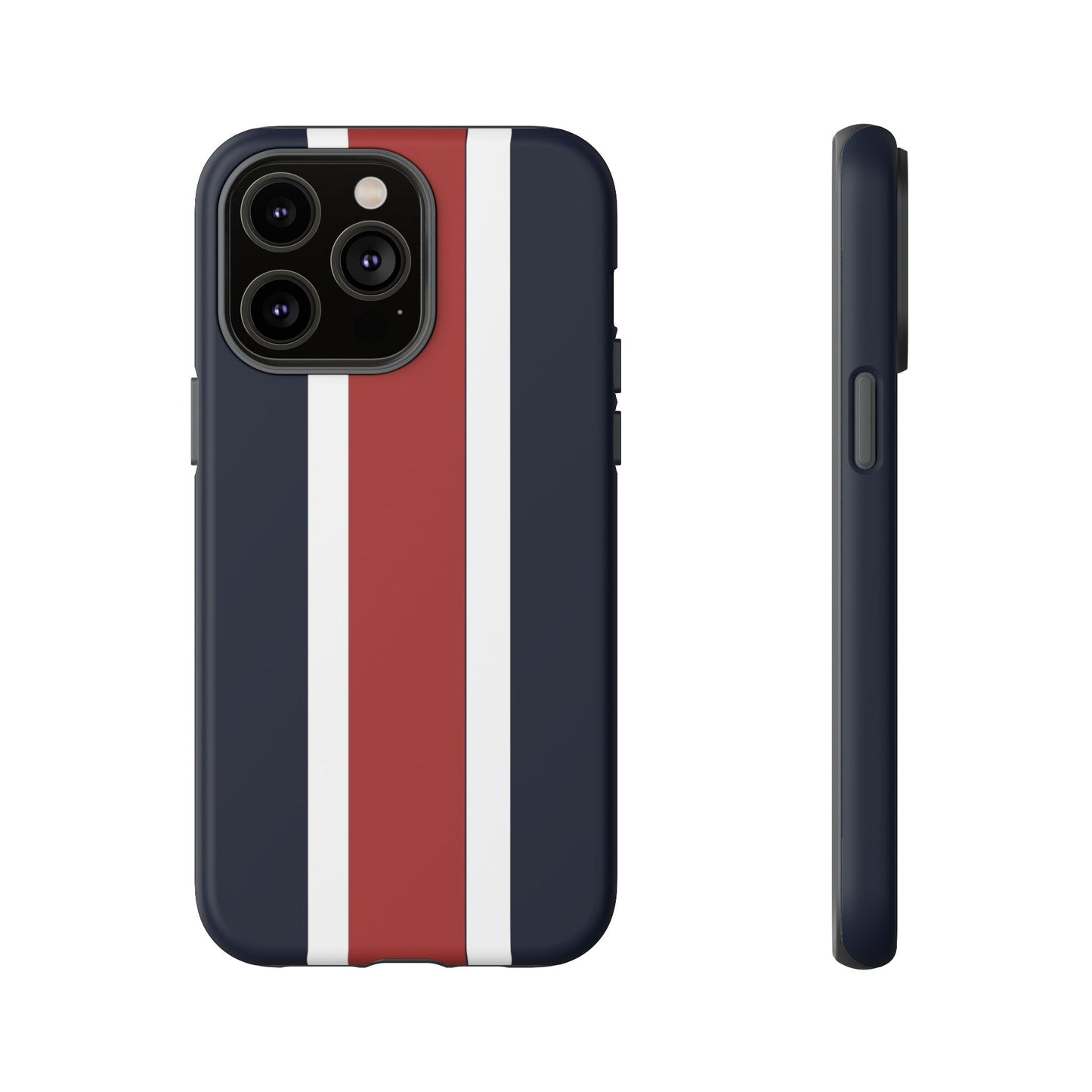 Lunar Midnight & Red-White Striped Stylish Phone Case - Tough Cases, Custom iPhone Cover, Sleek Phone Accessories, Gifts for Him/Her