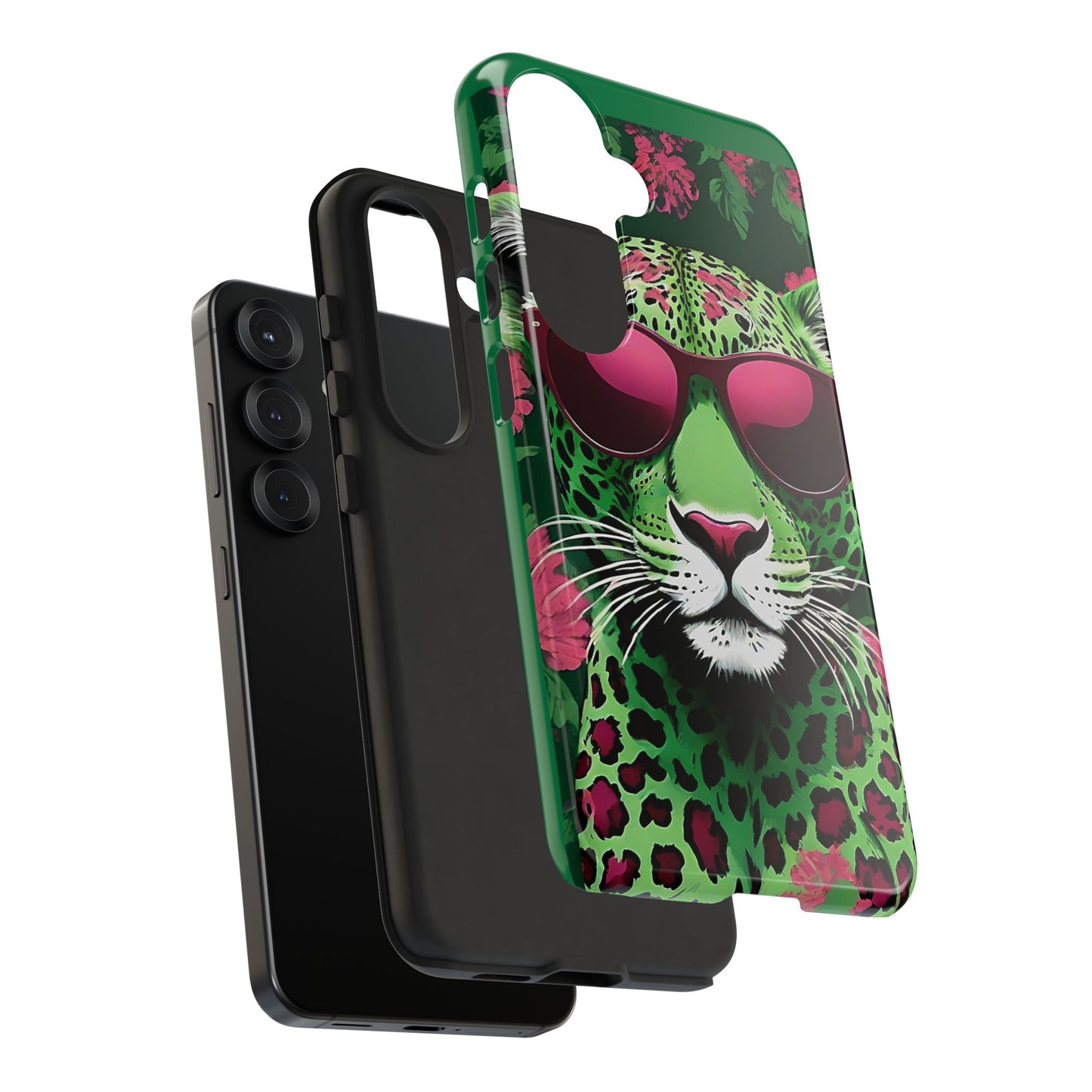 Phone Case - Lime Green & Burgundy Leopard In Sunglasses Design