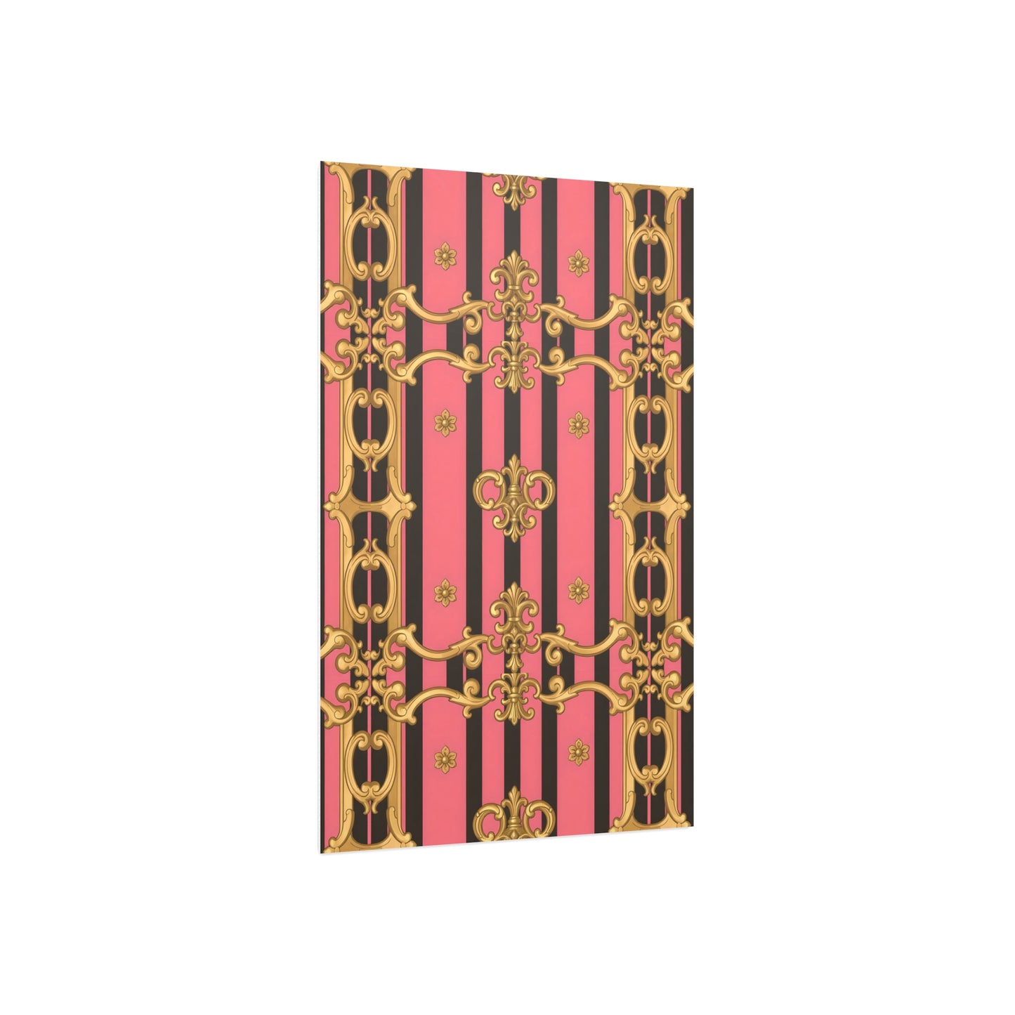 Elegant Decorative Foam Board - Chic Wall Decor, Glam Home Art, Stylish Backdrop, Gift for Her - Pink & Black Striped Gold Baroque