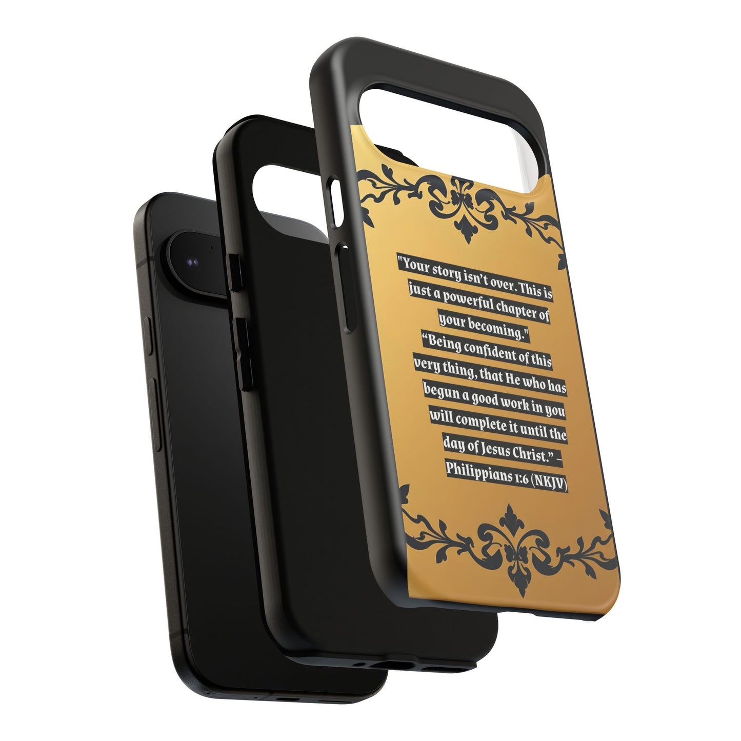 Elegant Floral Motif Phone Case - Tough Cases with Vintage Design - "Your story isn't over"