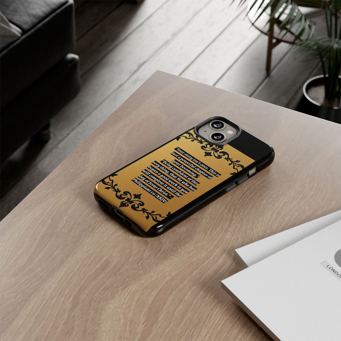 Elegant Floral Motif Phone Case - Tough Cases with Vintage Design - "Your story isn't over"