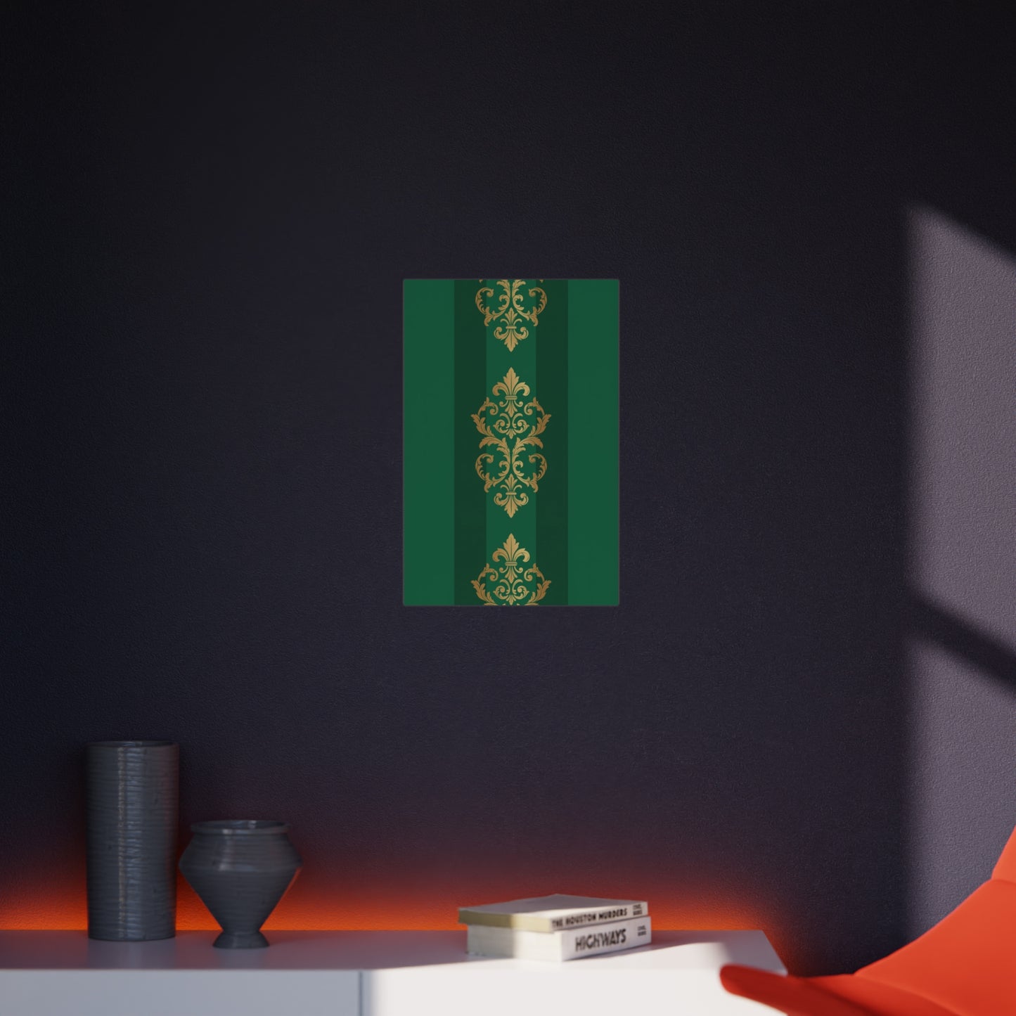 Gold Baroque Green Striped Foam Board Wall Art — Elegant Decorative Plaque