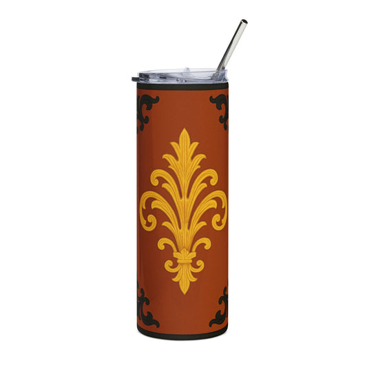Dusk Terracotta Baroque 20oz Stainless Steel Tumbler — Elegant Vintage-Inspired Travel Cup