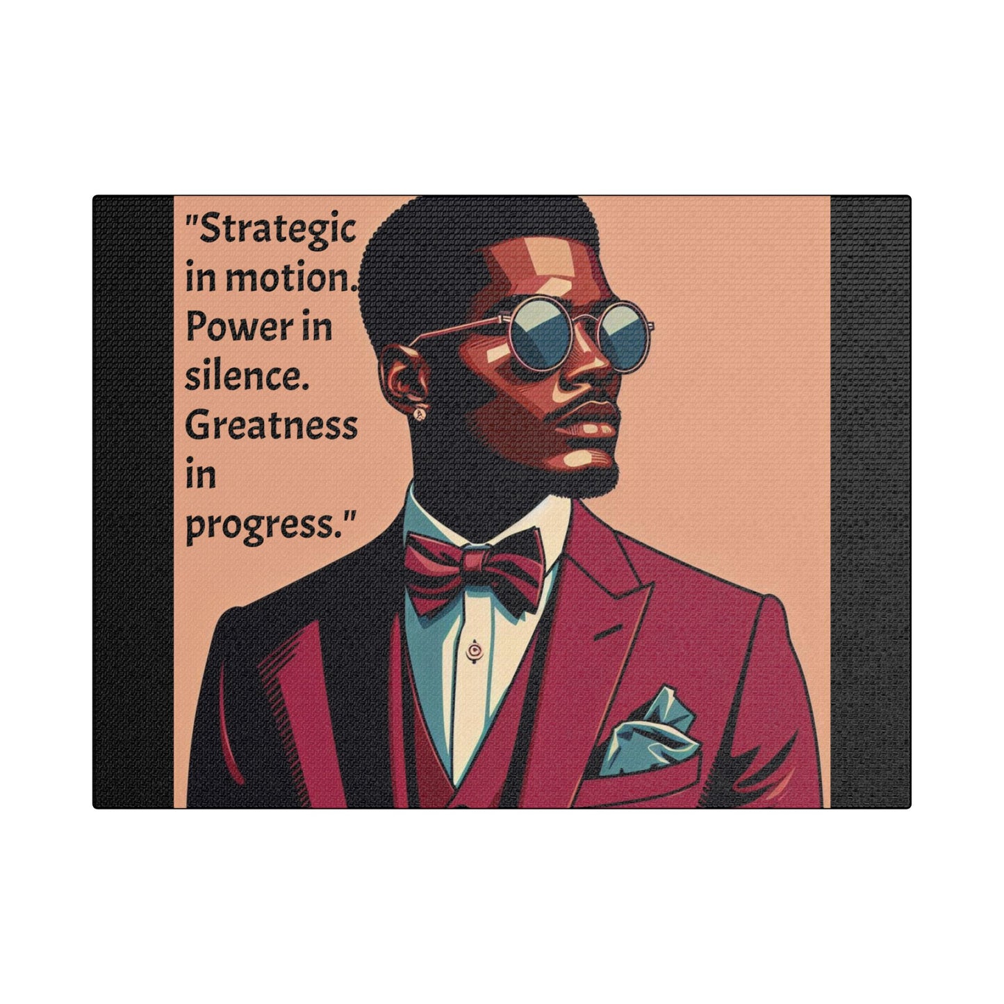 Afro Art Print Canvas, Wall Decor, Satin Stretched Canvas, African American Art, Office Decor, Home Decor - "Strategic In Motion...."