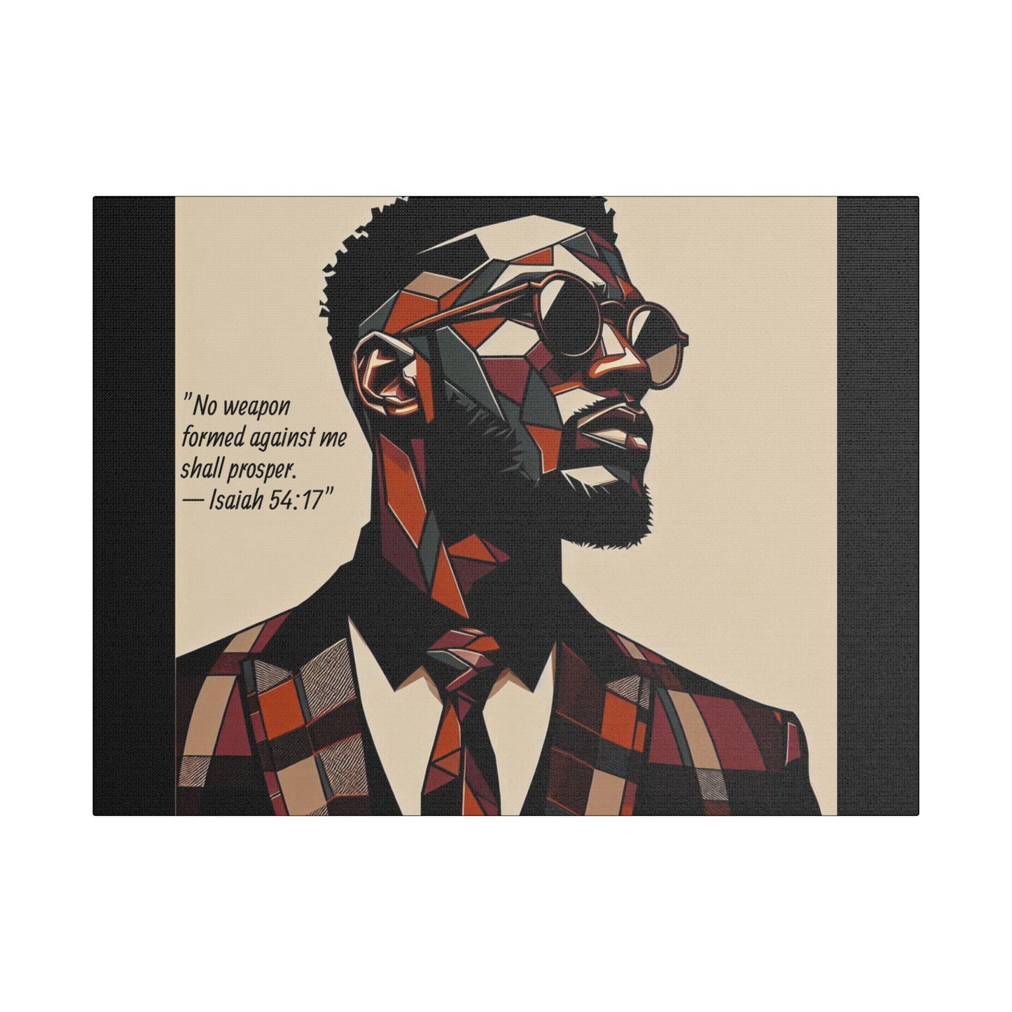 Afro Art Print Canvas, Wall Decor, Satin Stretched Canvas, African American Art, Office Decor, Home Decor - Isaiah 54:17