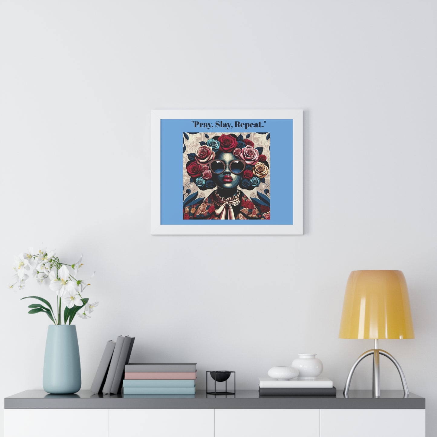 Empowering Art Print – "Pray, Slay, Repeat" Framed Poster for Inspirational Home Decor