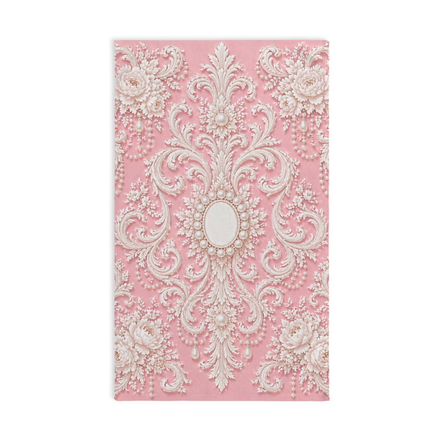 Pink Rococo Hand Towel — Ornate Pearl Rococo Accent