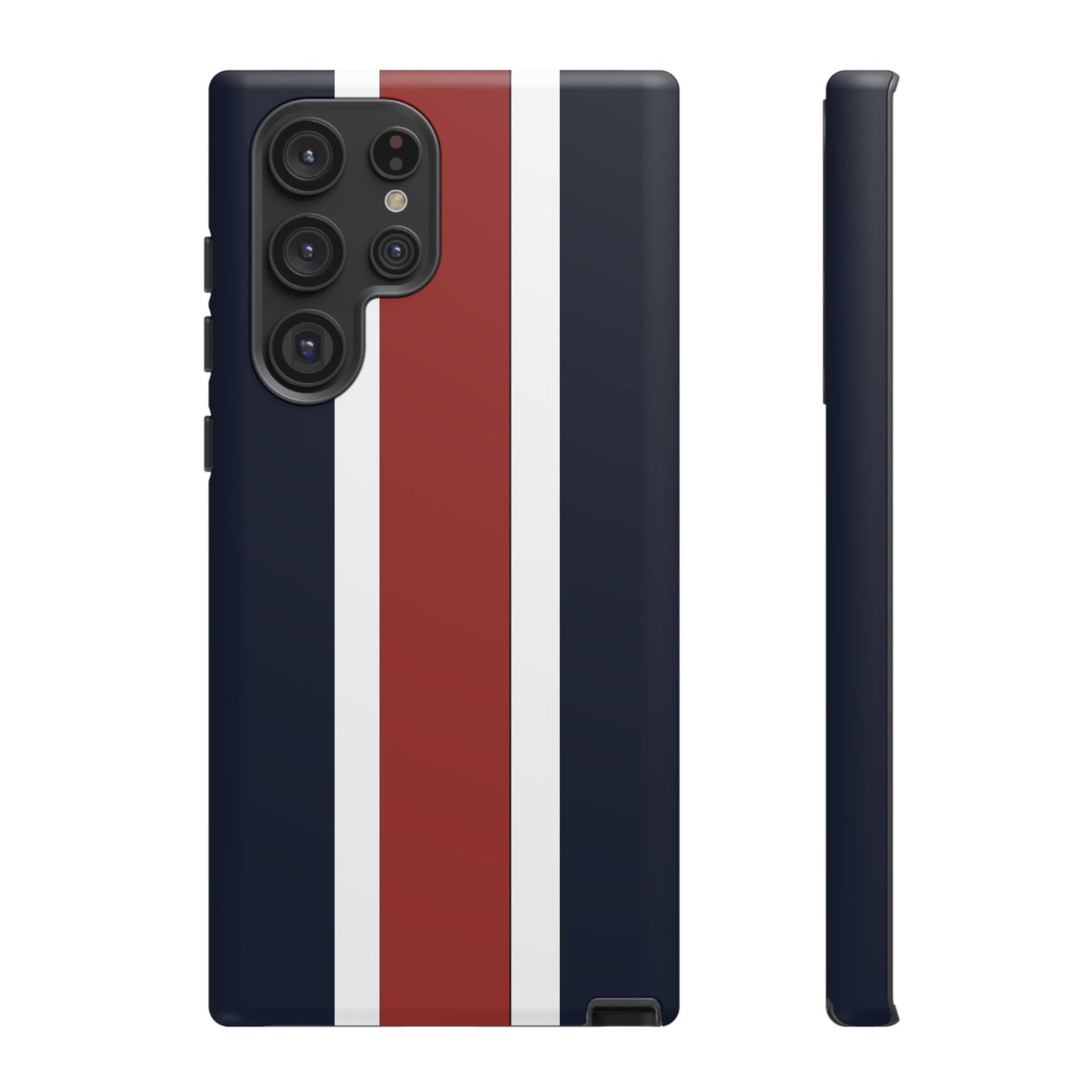 Lunar Midnight & Red-White Striped Stylish Phone Case - Tough Cases, Custom iPhone Cover, Sleek Phone Accessories, Gifts for Him/Her